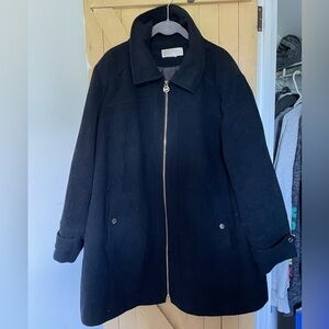 Michael Kors Black Wool Blend Oversized Trench Pea Coat Sz XL